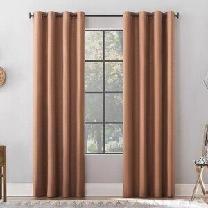 Archaeo Total Blackout Textured Linen Blend Brown Single Curtain Panel 50" x 84"